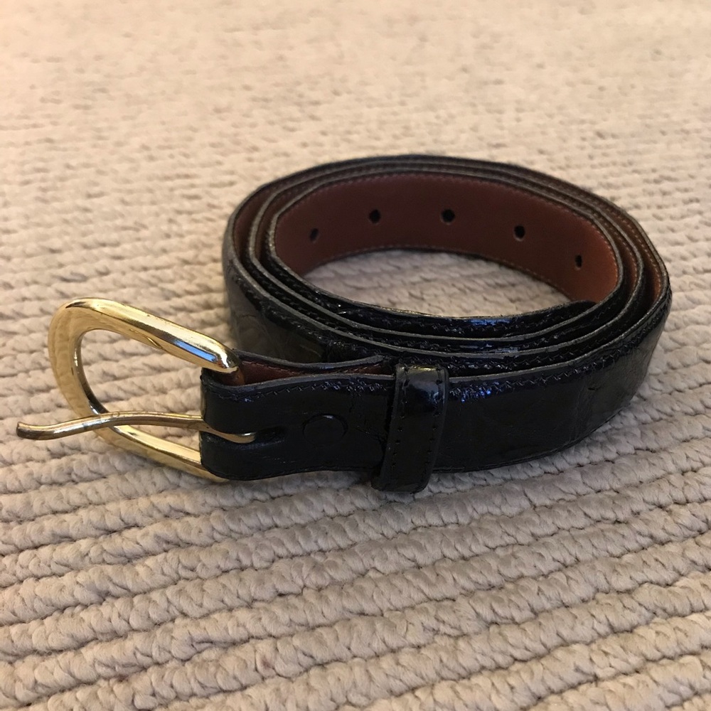 Vintage Black Torino Alligator Belt
